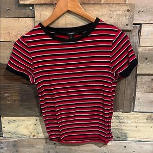 Forever 21 Red and Black Striped Tee